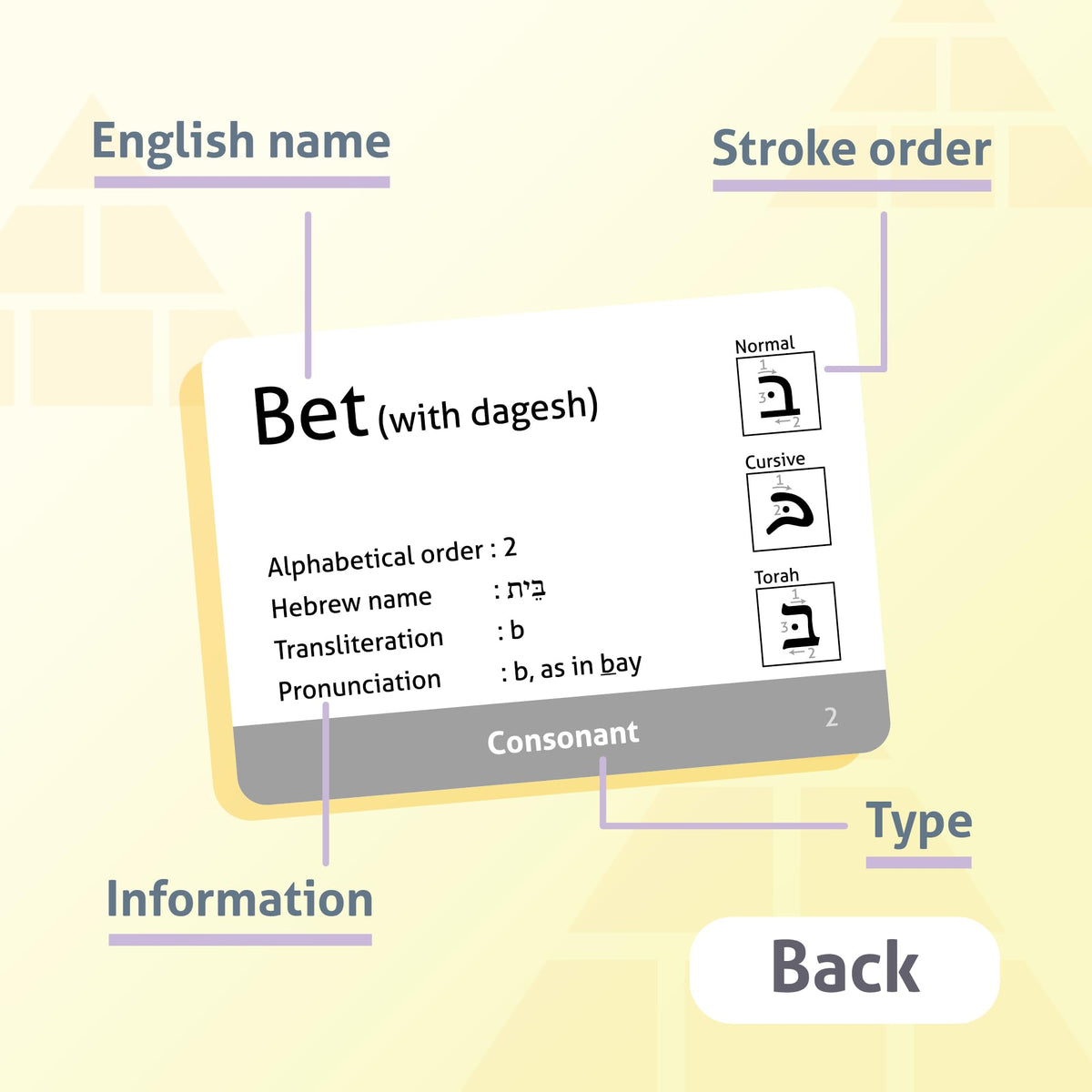 CARDDIA | Biblical Hebrew Alphabet Educational Flashcards | Includes Consonants, Vowels, Dagesh