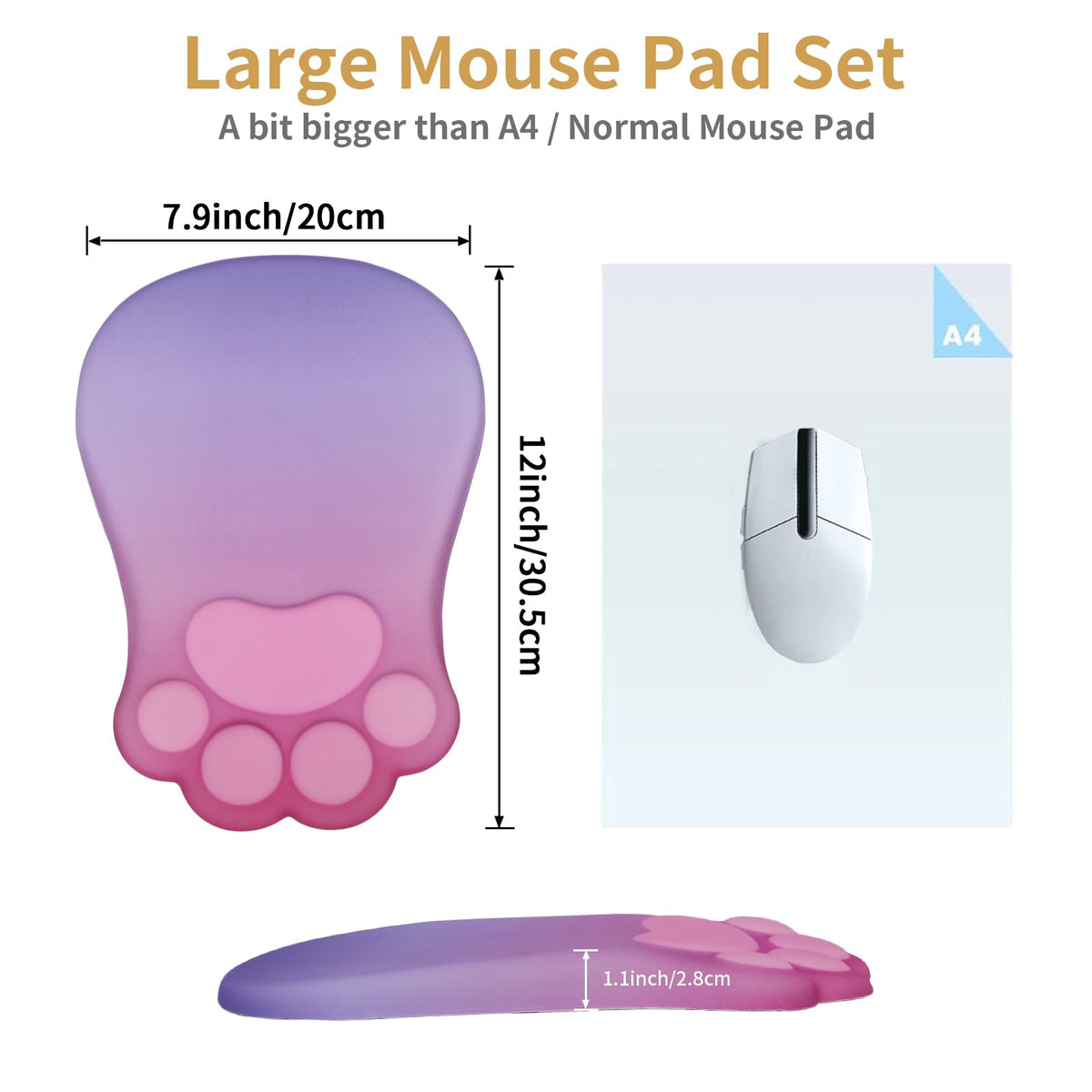 L-SPOUTTO Ergonomic Mouse Pad with Wrist Rest,Pink Mouse Pad Wrist Support