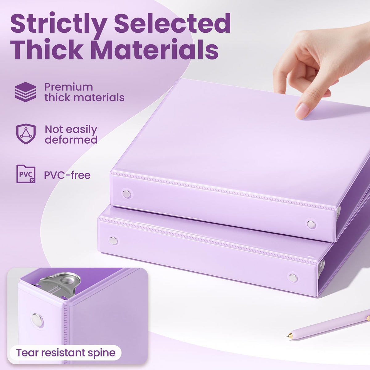 SUNEE 1 Inch Binders 3 Ring 6 Pack, Clear View Three Ring Binder PVC-Free (Fit 8.5x11 Inches) for