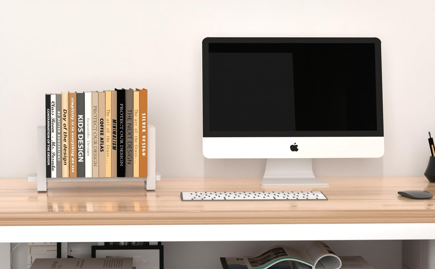 YUELGUANG Adjustable Desktop Bookshelf Wooden Desk Book Holder Organizer Tabletop Bookshelf Mini