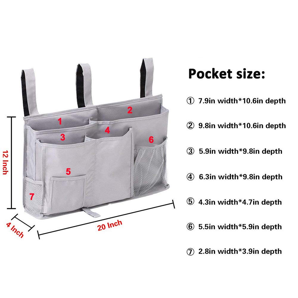 Bunk Bed Organizer - Bedside Storage Caddy with Pocket, Hanging Organizer for Camp, Dorm, Room