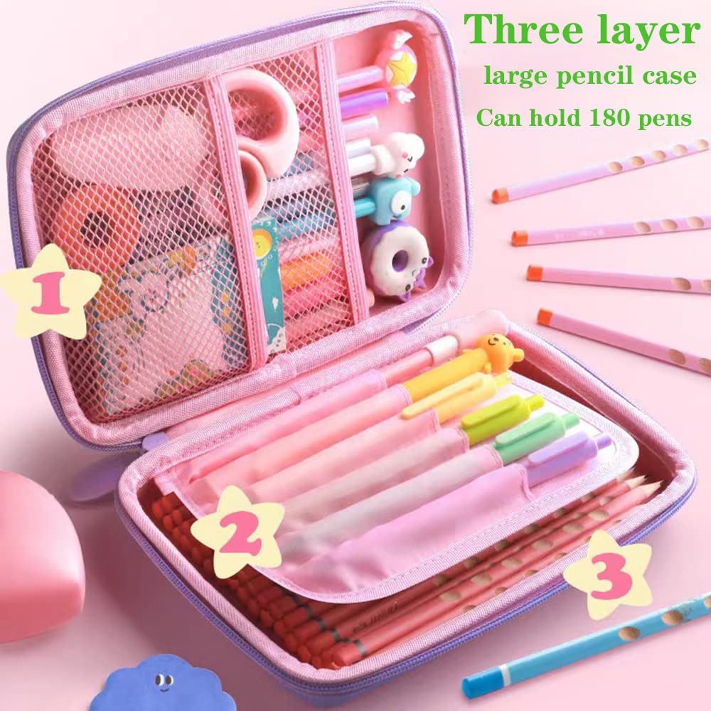 JYPLKCMT Pencil Case For Girls & Boys, Kids Cute Pink Pencil Pouch, 3D EVA Large Capacity Pen