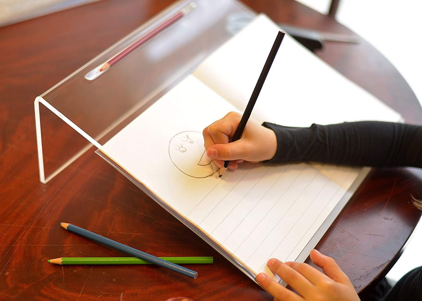 Playlearn Extra Wide Slant Board for Writing – Acrylic, Anti-Slip, Pen Holder - 20 Degree Angle