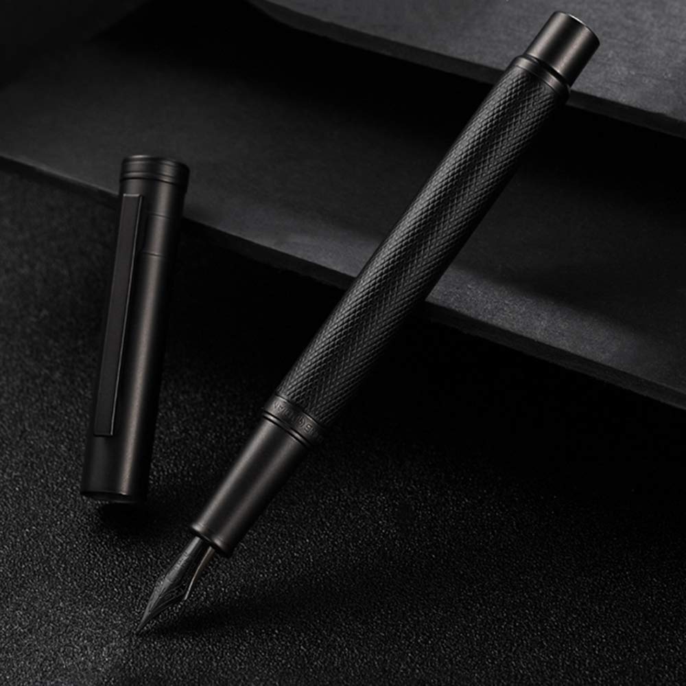 Hongdian Black Forest Fountain Pen Titanium Black Extra Fine Nib Beautiful Tree Texture Excellent