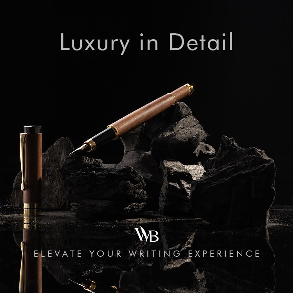 Wordsworth & Black Bamboo Wood Fountain Pen Set for Writing, Medium Nib