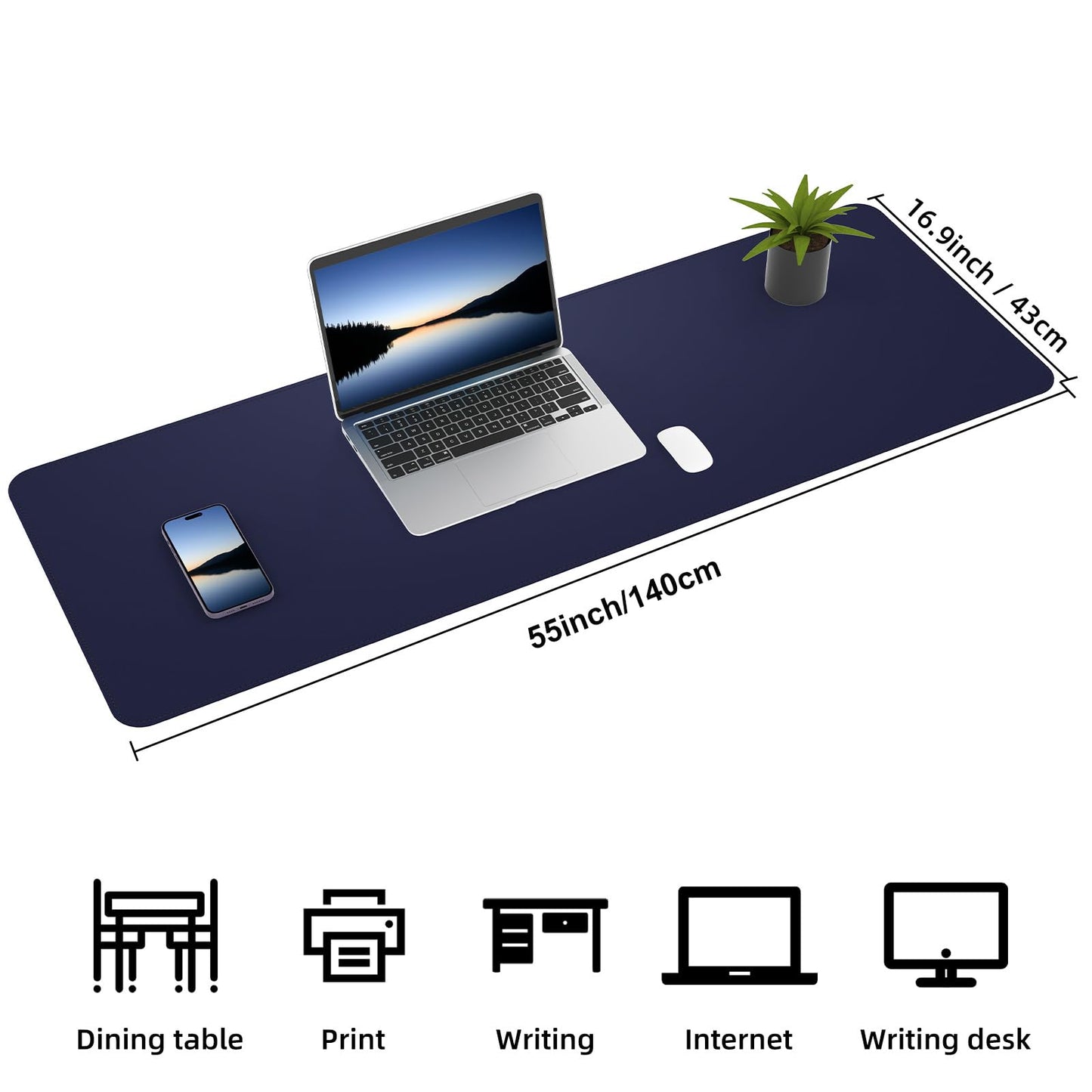 AFIING Cork Desk Mat 55" x 17", Dual-Sided Natural Cork & PU Leather Desk Pad, Non-Slip Waterproof