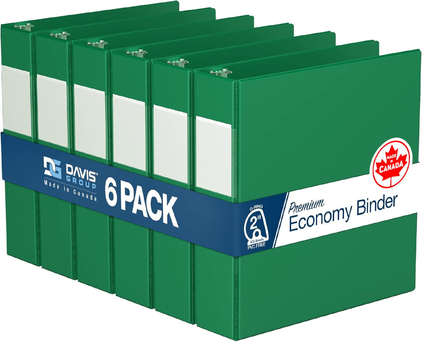 Premium Economy 6-Pack 3-Ring Binders for School or Office, D-Ring Binders, 2 Inch, Green