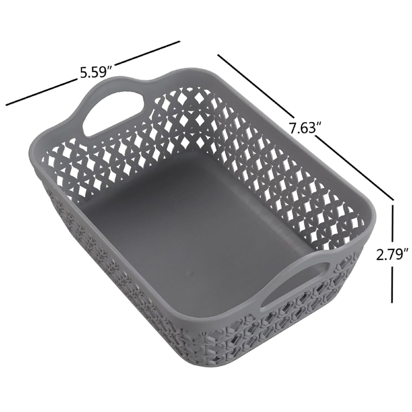 Kekow Gray Mini Plastic Storage Tray Basket with Handle, 12-Pack