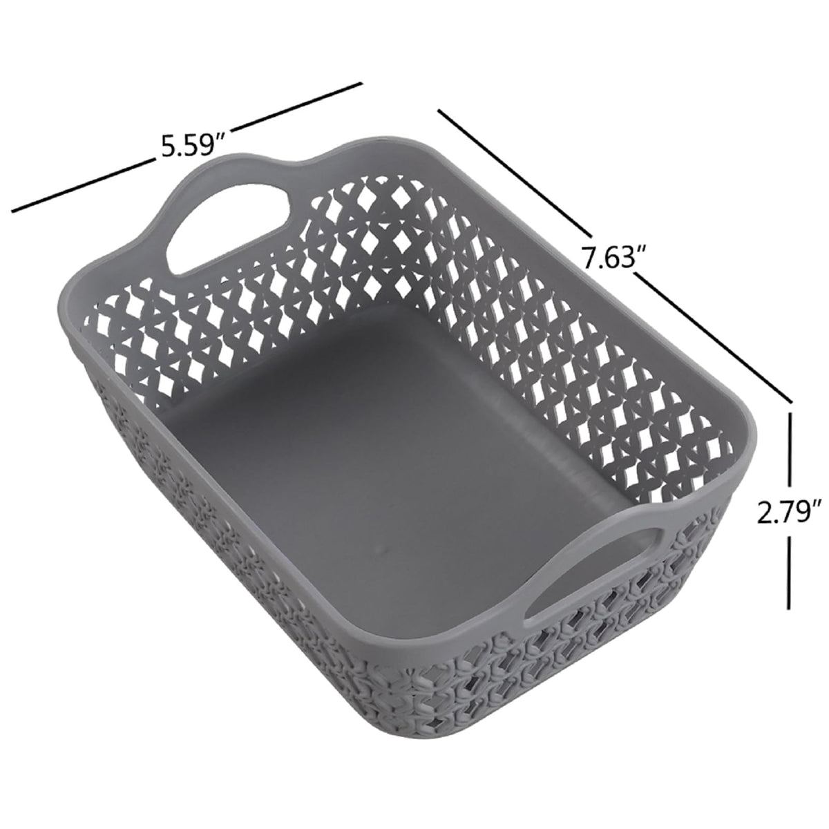 Kekow Gray Mini Plastic Storage Tray Basket with Handle, 12-Pack