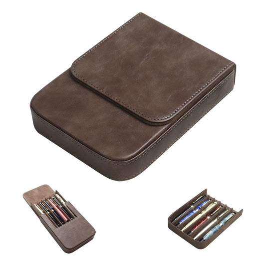MIVLXLX 6 Slot Fountain Pen Case, Handmade Magnetic,Christmas Gift (gray)