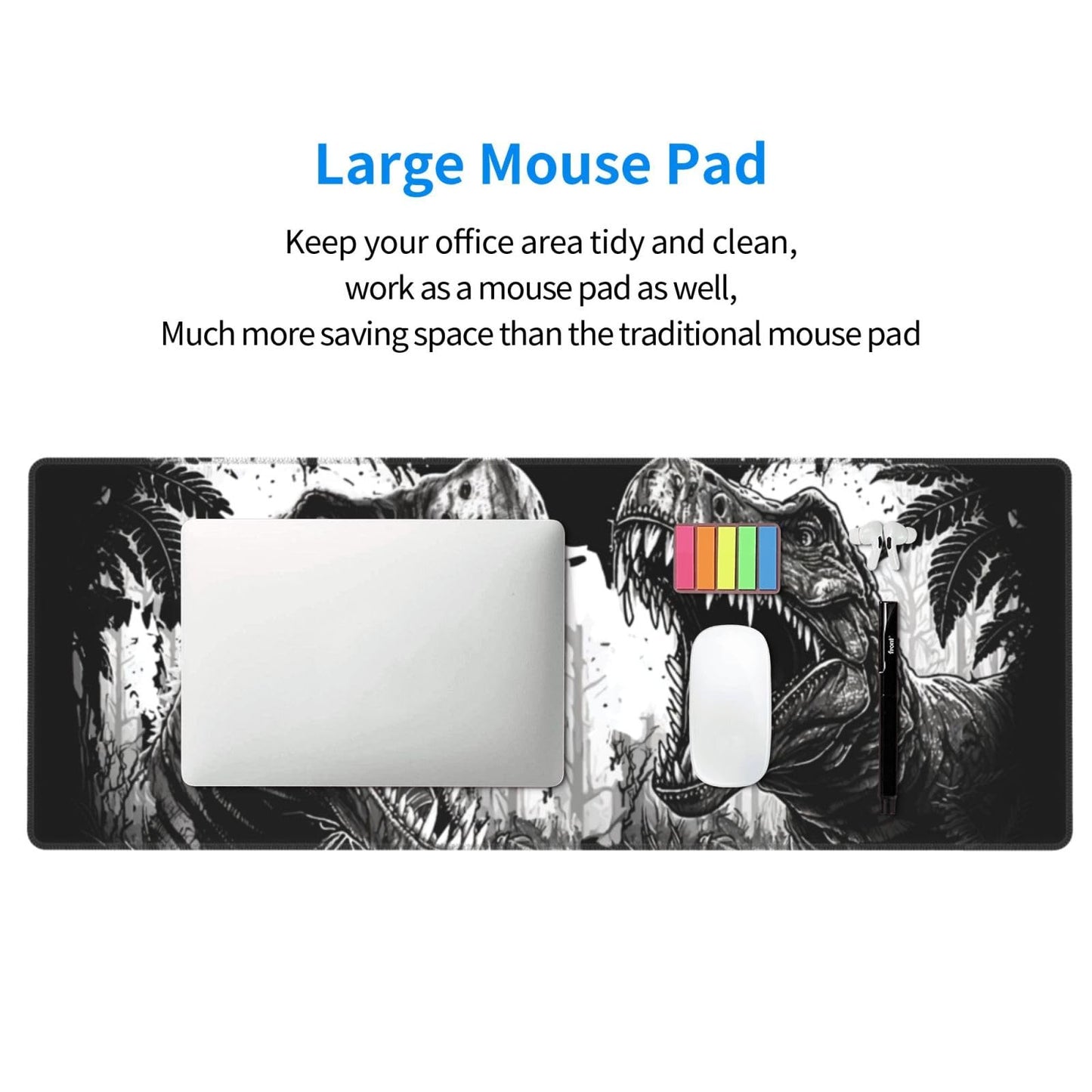 Dinosaur Mouse Pad XL Large Mousepad Non Slip Rubber Base Desk Mat for Laptop Computer Gaming 31.5"