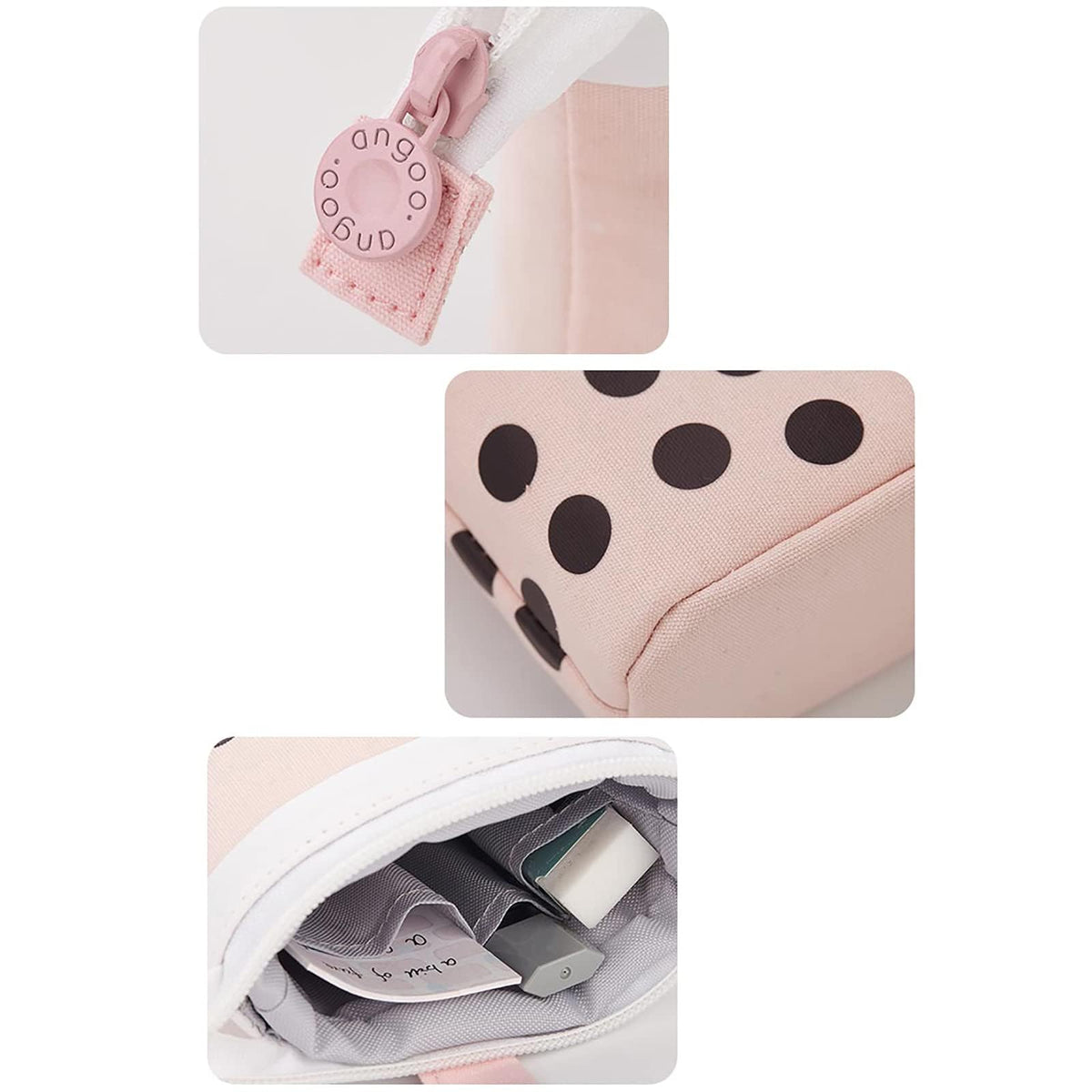 RUIYELE 3 Pack Telescopic Pencil Pouch Bag Pop Up Pencil Case Stand Up Pen Holder Cute Polka Dot