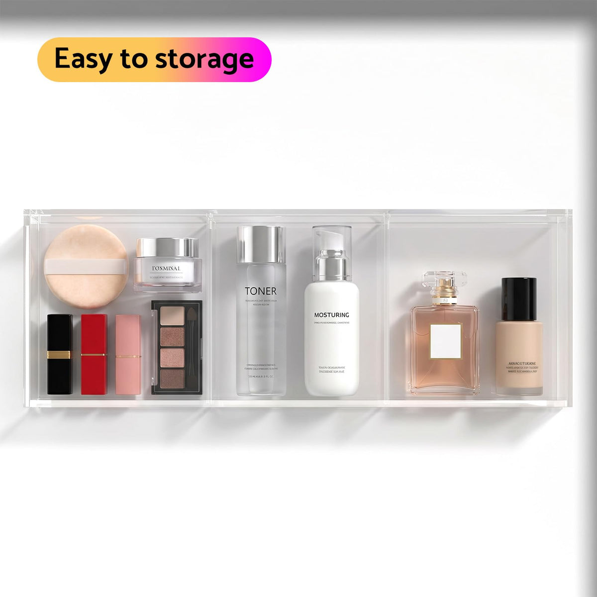HIIMIEI 3 Section Acrylic Drawer Organizer Tray