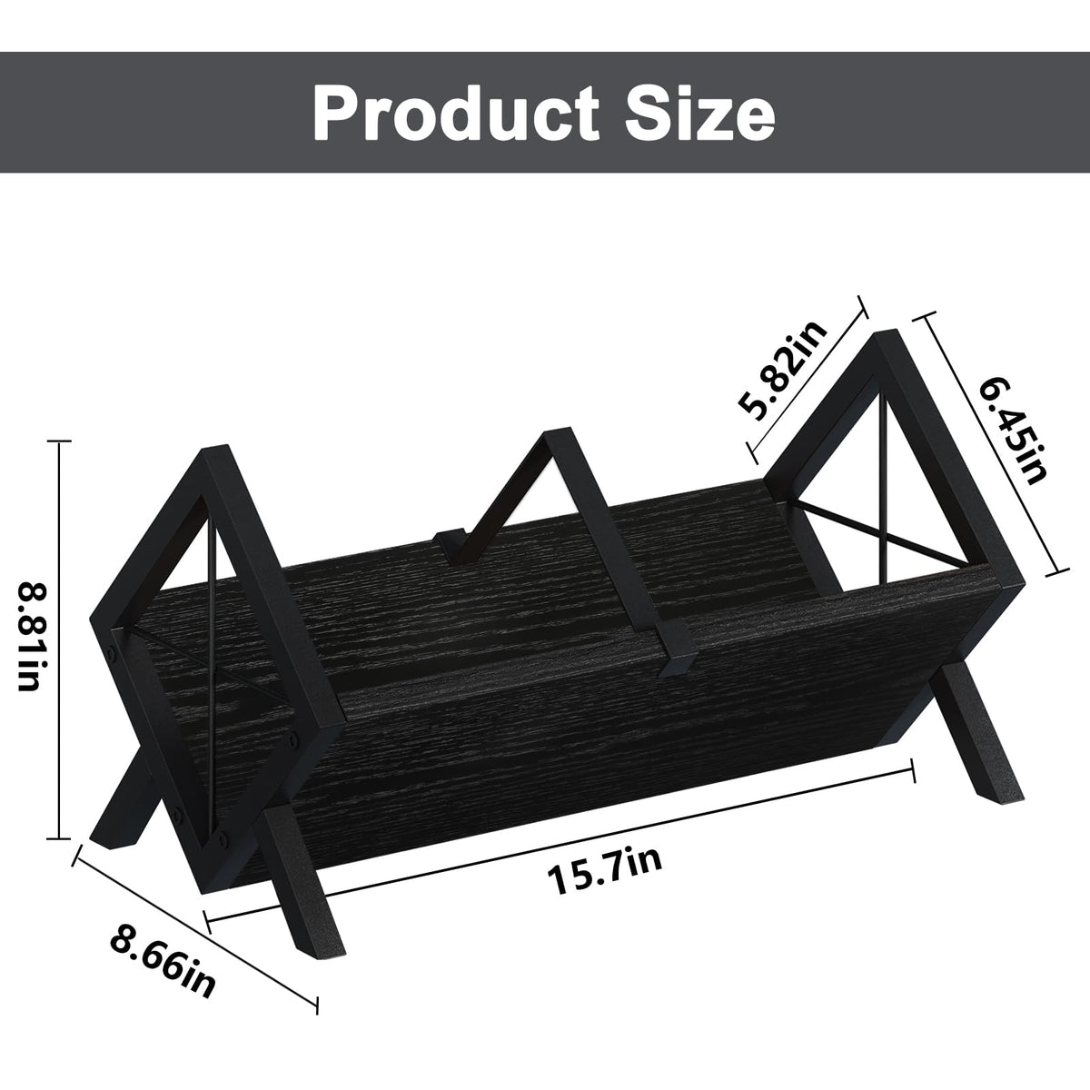 YINMIT Wood Desktop Bookshelf, Black Tabletop Bookshelf, Desk Shelf for Top of Desk in Living Room