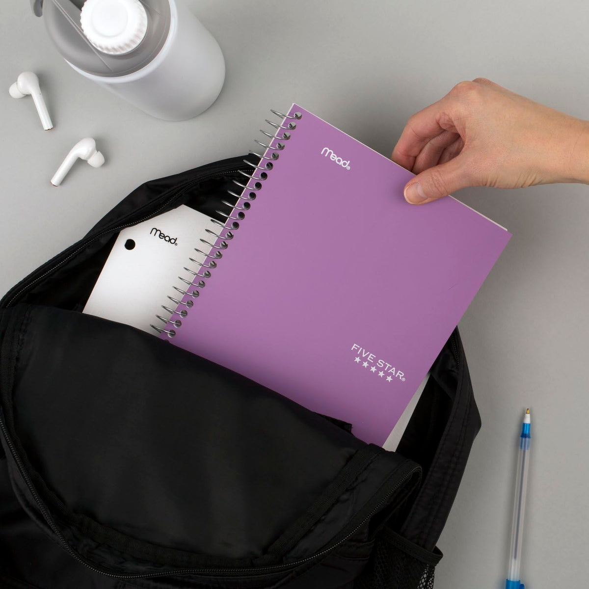 Five Star Small Spiral Notebook, 2 Subject, College Ruled Paper, 9-1/2" x 6", 100 Sheets, Amethyst