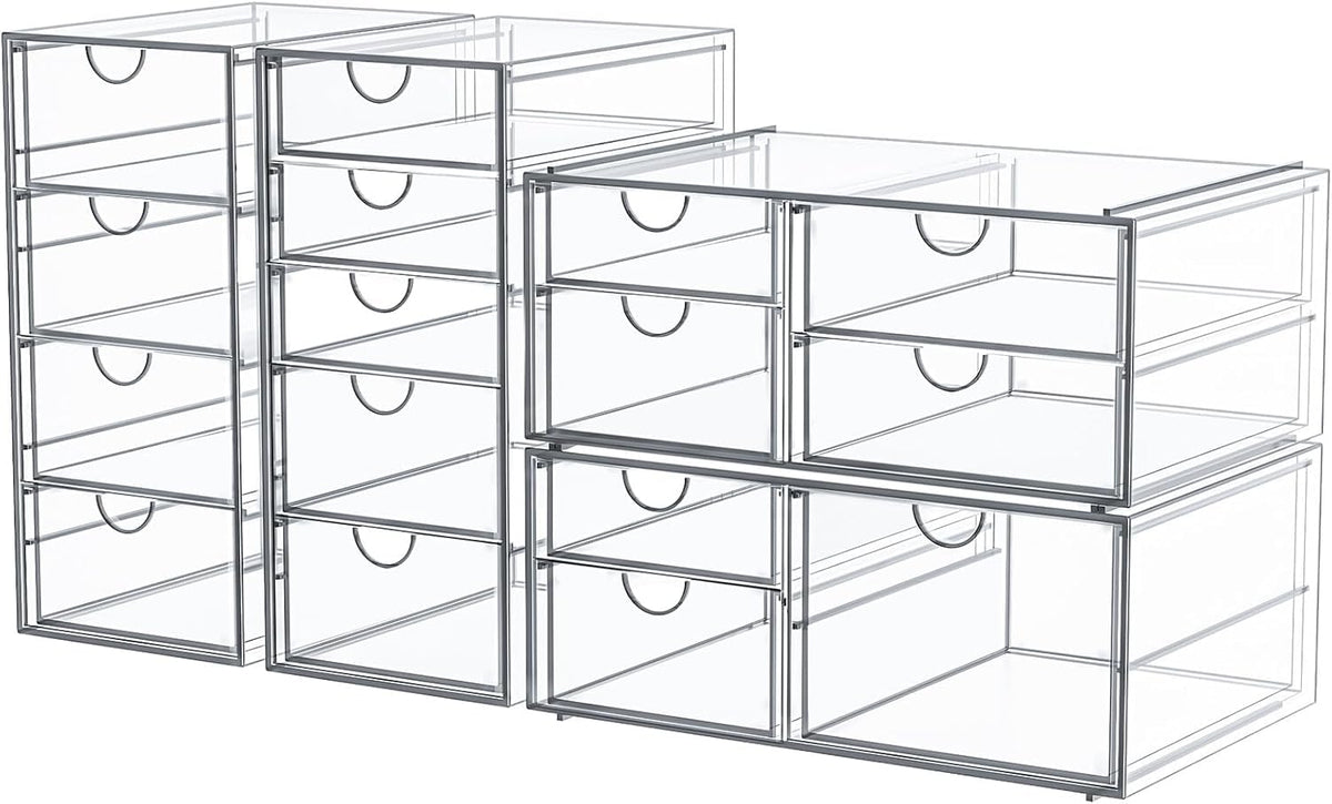 caktraie Acrylic16-Drawer Storage & Makeup Organizer for Desk