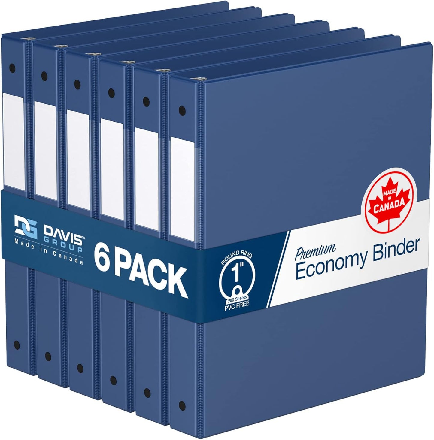 Premium Economy 3-Ring Binder, Spine Label, 1" Round Rings, Royal Blue 6 Pk