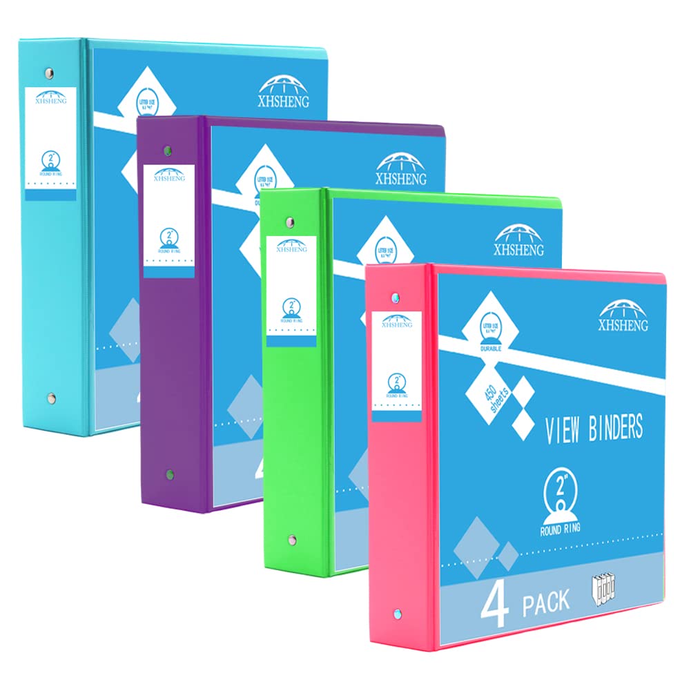 2 Inch 3 Ring Binders,Multicolor Customizable Round Ring Binder for