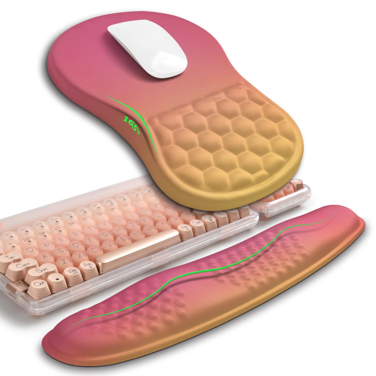 Hokafenle 2in1 Combination, Wave Keyboard Wrist Rest and Ergonomic Curvature Mouse Pad Wrist