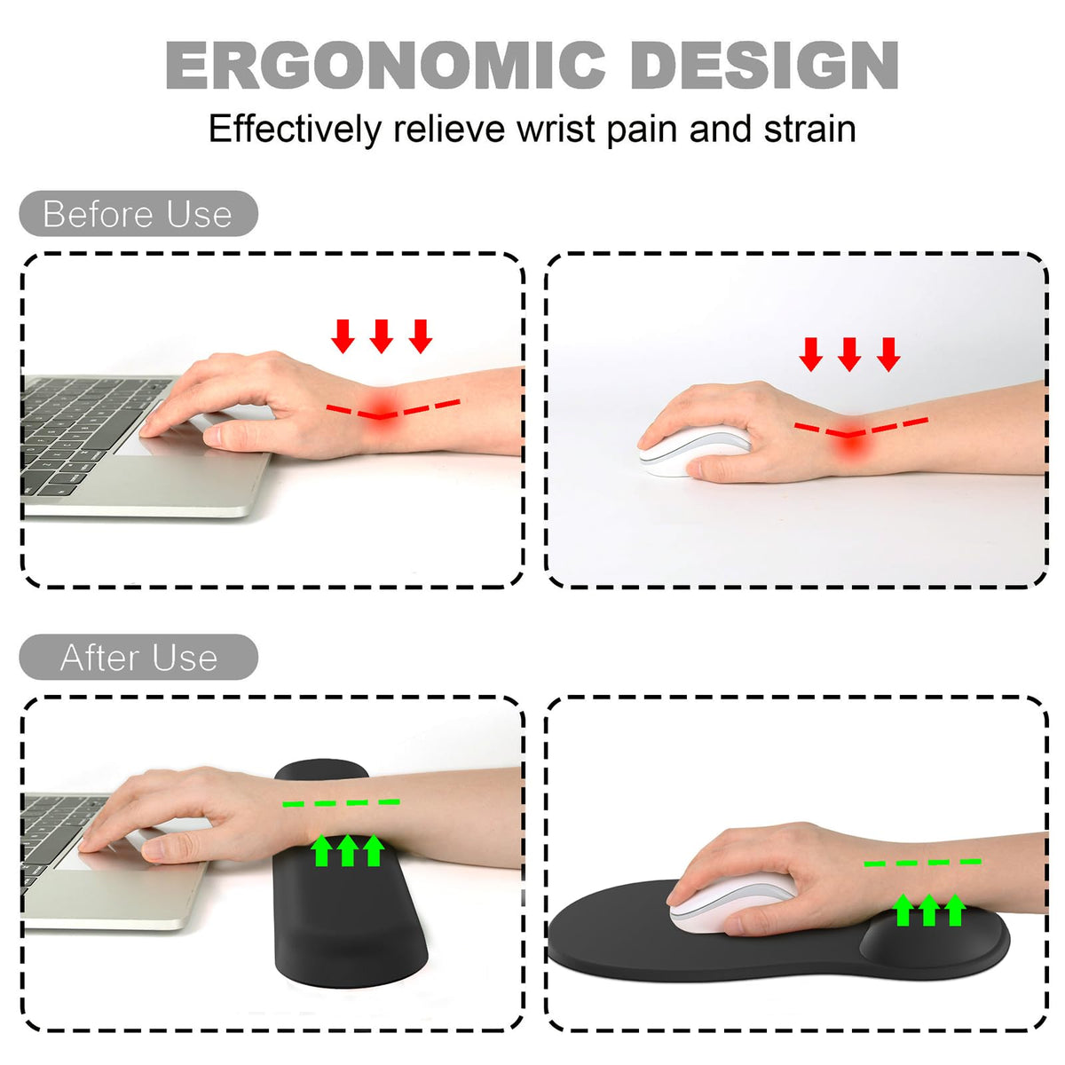Ergonomic Mouse Pad with Wrist Rest and Keyboard Wrist Rest, Gel Mousepad