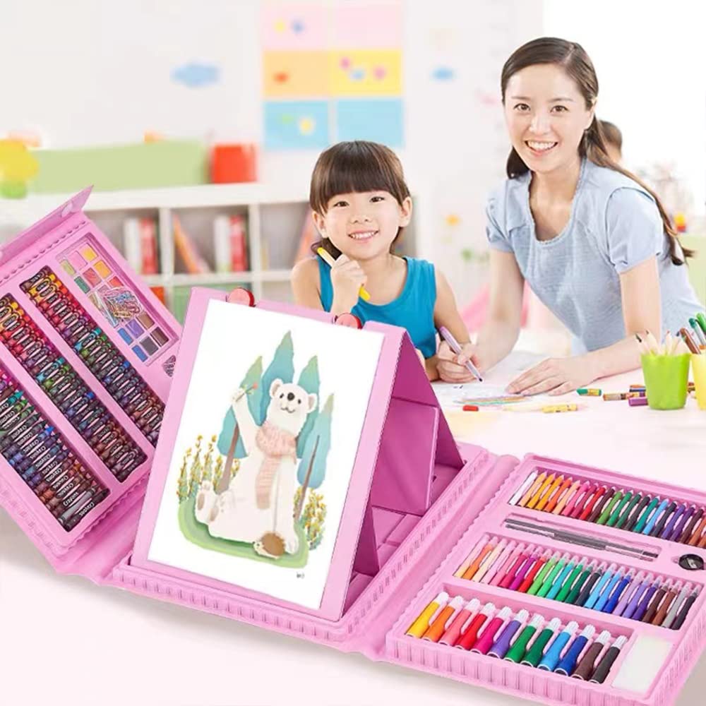 DLUCKY 208 PCS Art Supplies Drawing Art Kit Adults for Kids Art Set,Pink