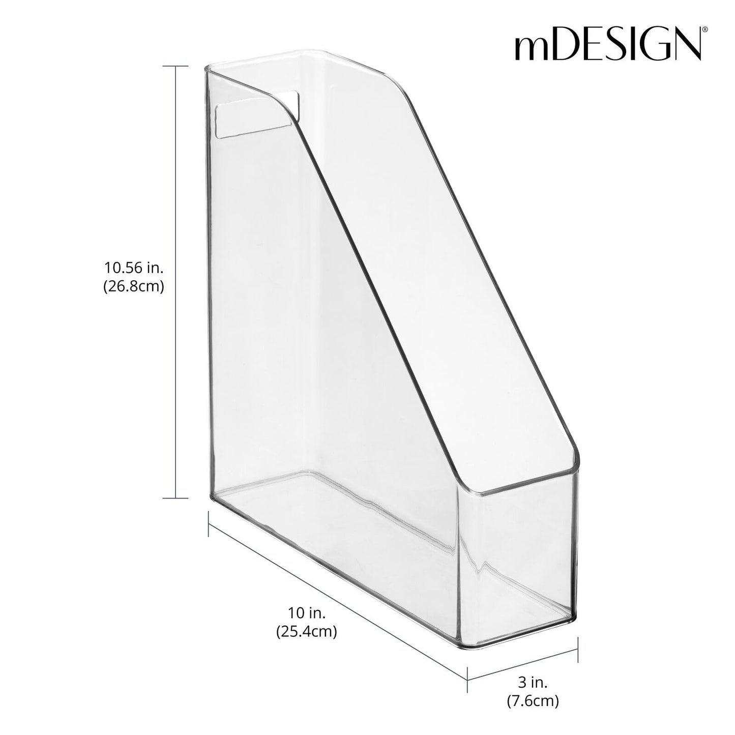 mDesign Plastic Slim Vertical File Folder Storage Organizer Bin with Handle - Hold Notebooks