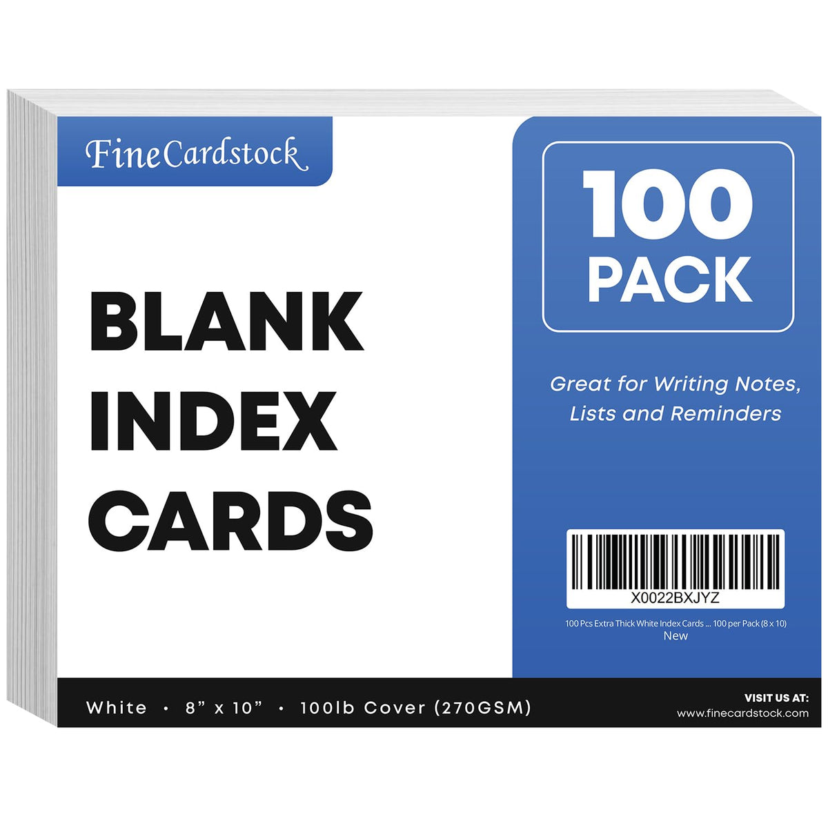 100 Pcs Extra Thick White Index Cards – Blank Heavyweight 14pt (0.014”) 100lb Cover Cardstock