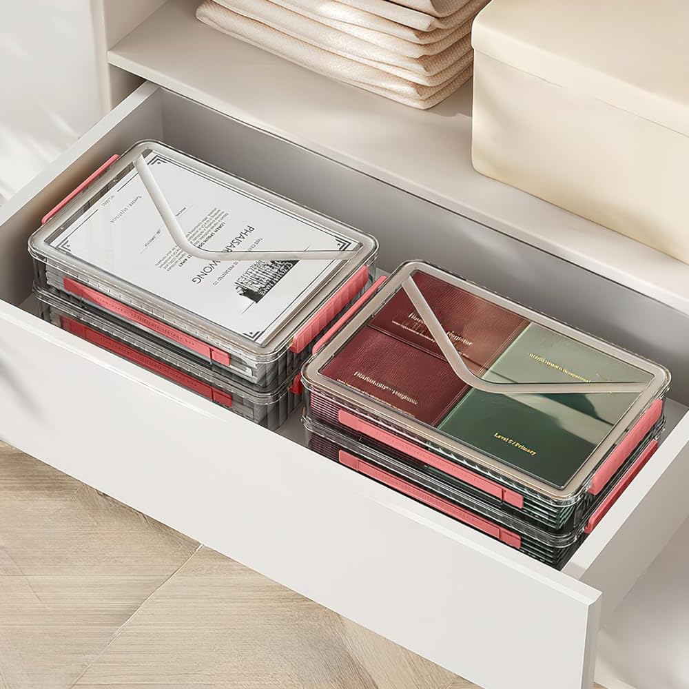 RHONZHAO Clear Storage Box with Latch, 2 Pack, Stackable