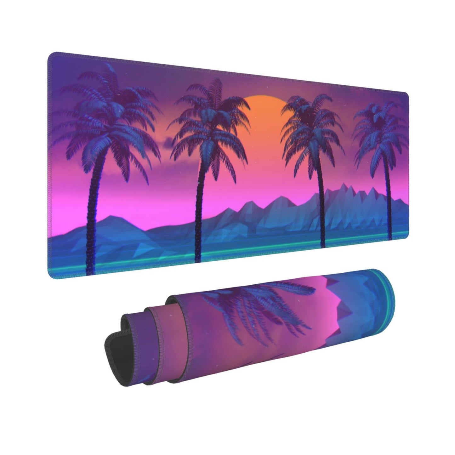 Cool Synthwave and Retrowave Gaming Mouse Pad Large XL Desk Mat Long Extended Pads Big Mousepad for
