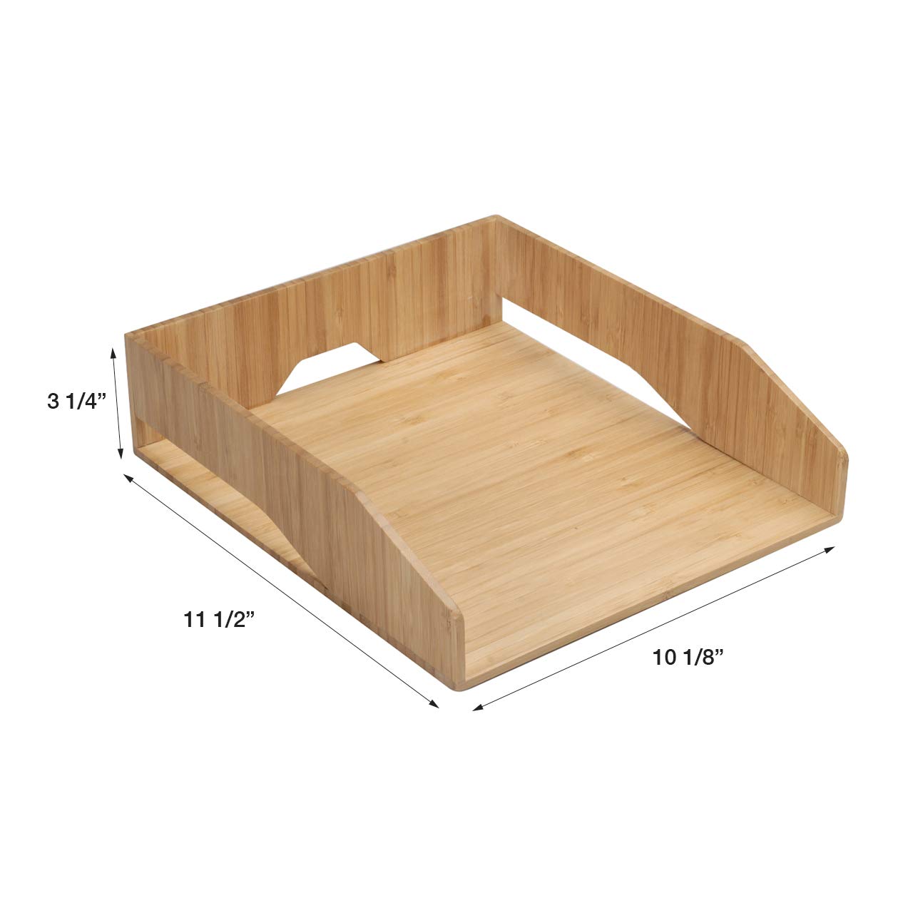 MobileVision 2 Pack Stackable Bamboo Paper Tray Office Organizer for Files, Documents, Letter