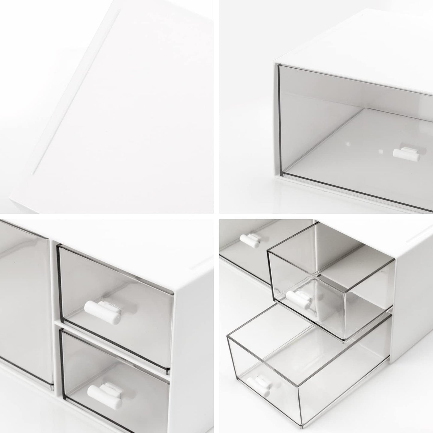 Desk Drawer Organizer, Stackable Storage Drawers, Plastic White Desk Organizers Great for Makeup