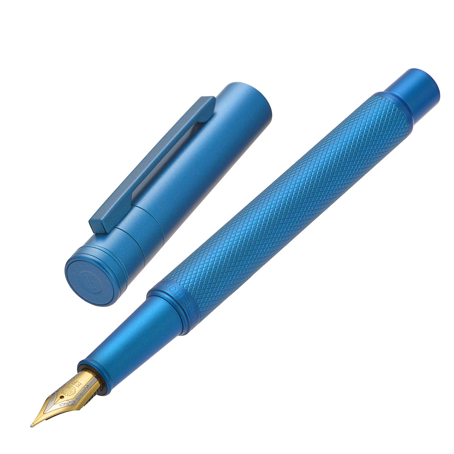 Asvine Blue Forest Fountain Pen Fine Nib, Classic Design with Converter and Metal Pen Case, The