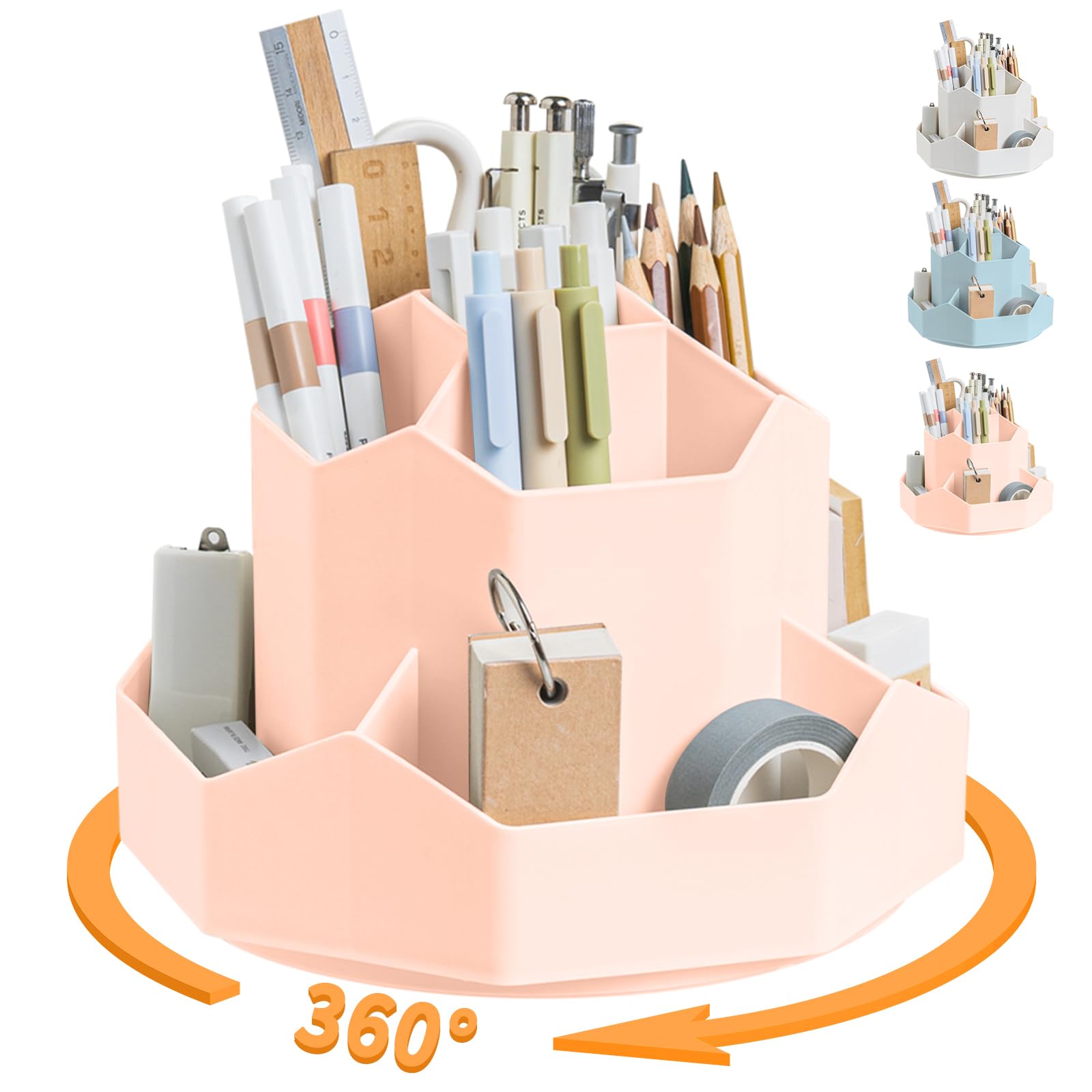 Pencil Pen Holder for Desk,9 Slots 360 Degree Rotating Desk Organizers,Desktop Storage Stationery