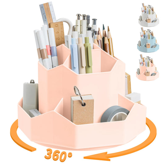 Pencil Pen Holder for Desk,9 Slots 360 Degree Rotating Desk Organizers,Desktop Storage Stationery