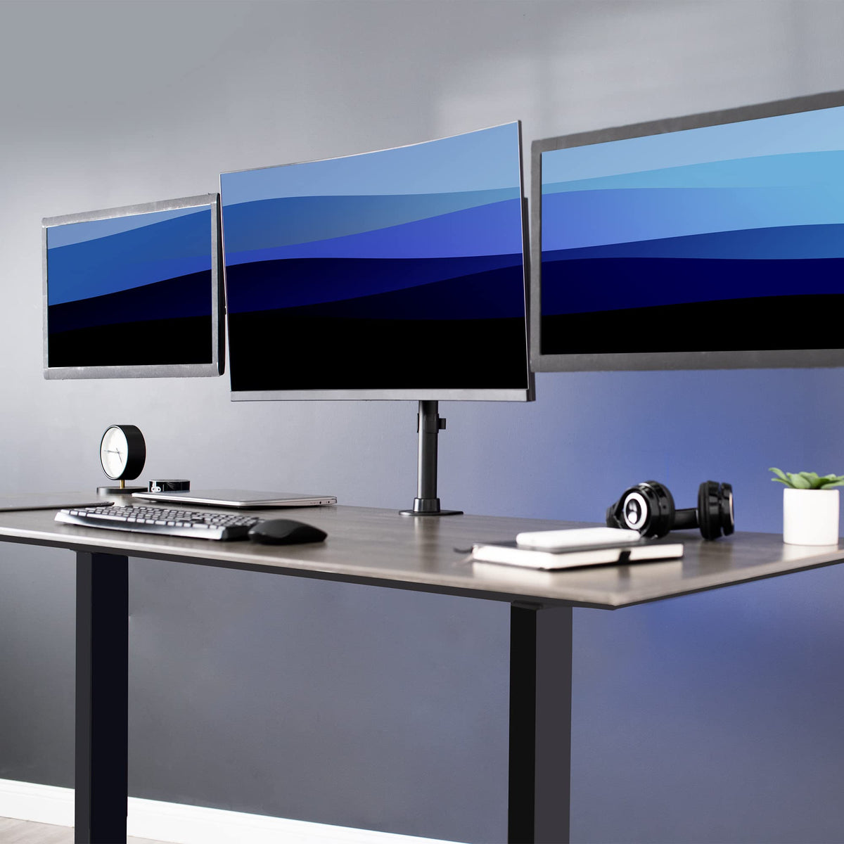 VIVO Triple Monitor Adjustable Heavy Duty Mount, Articulating Stand for 3 LCD Screens up to 24