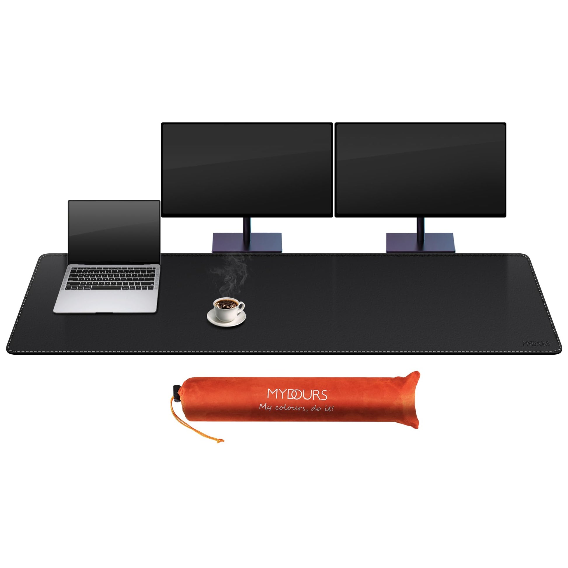 Mydours PU Leather Desk Pad, Large XXL 67"x15.7" Mouse Mat, (Black)