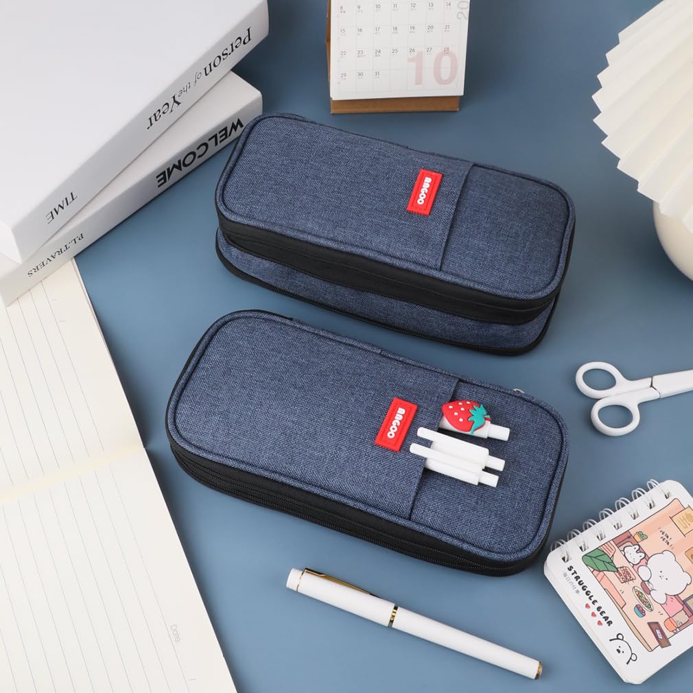 iSuperb Foldable Pencil Case Zipper Big Capacity Aesthetic Canvas Pencil Pouch Compartments