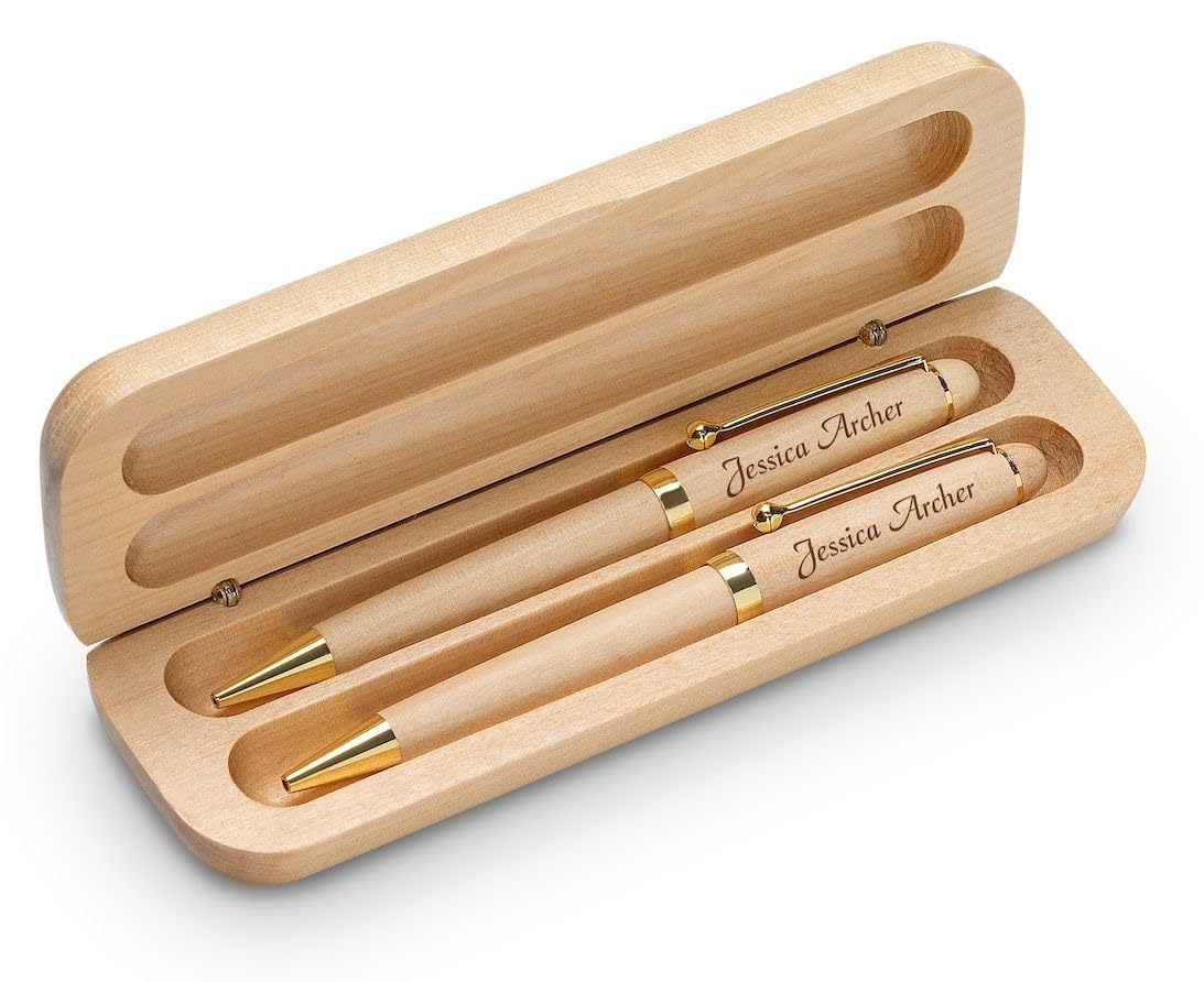 Executive Gift Shoppe | Personalized Ballpoint Pen and Mechanical Pencil Set in Maple Wood with