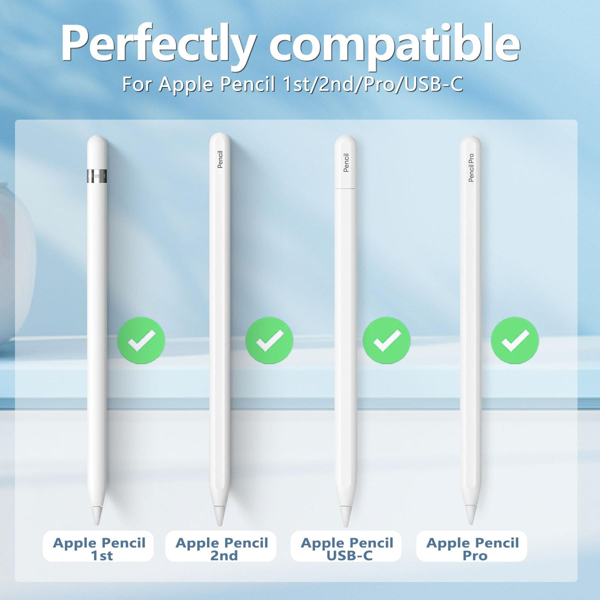 Inesore for Apple Pencil Case with 5 Pcs Replacement Tips (Blue)