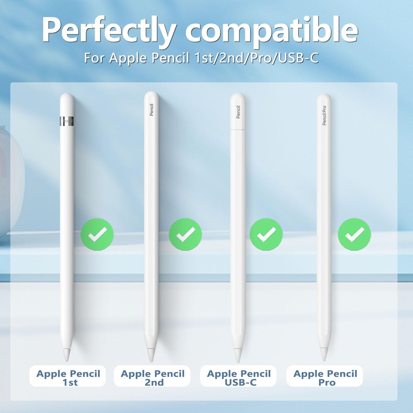 Inesore for Apple Pencil Case with 5 Pcs Replacement Tips (Green)
