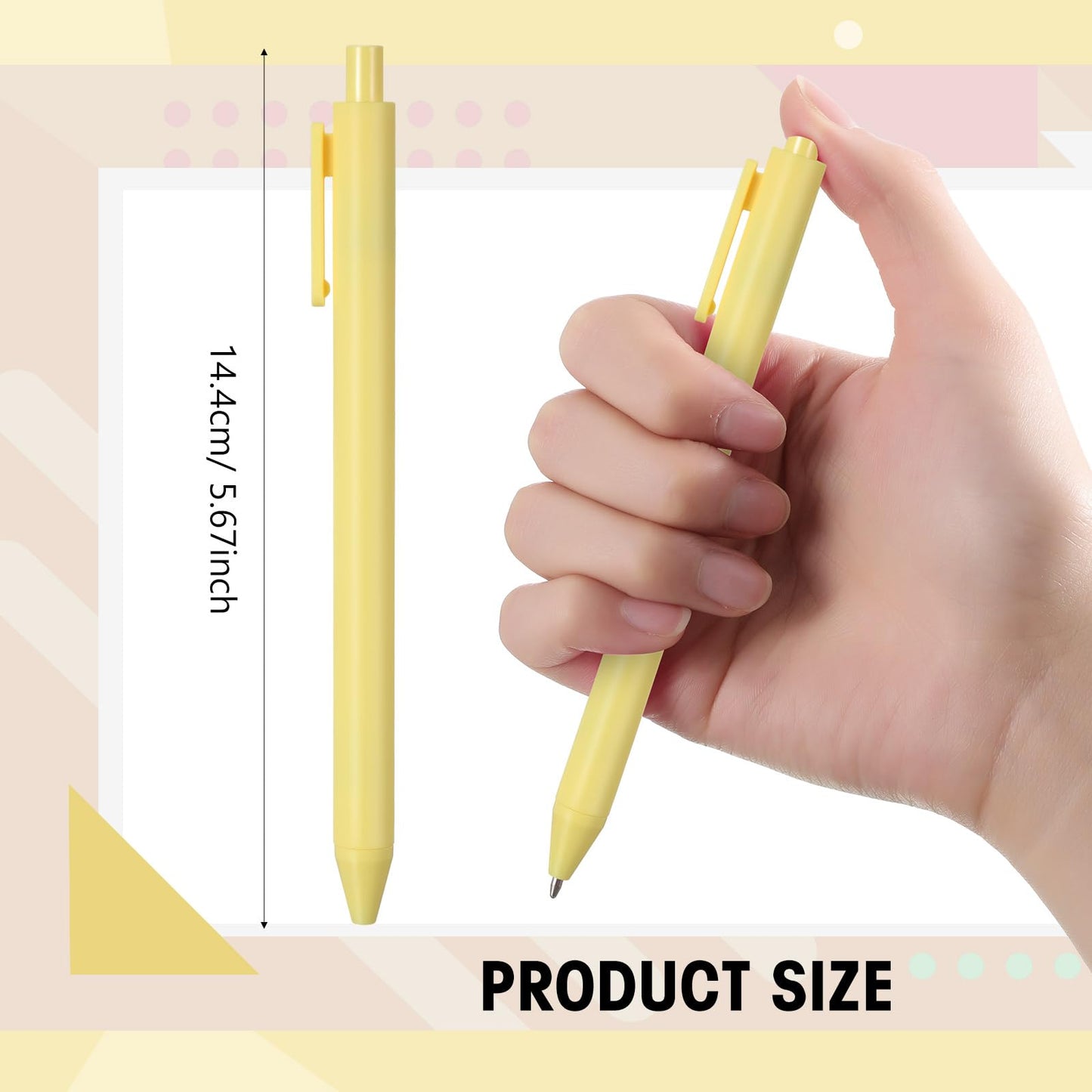 Fulmoon 50 Pcs Cute Pens Retractable 1.0mm, Light Yellow Black Ink