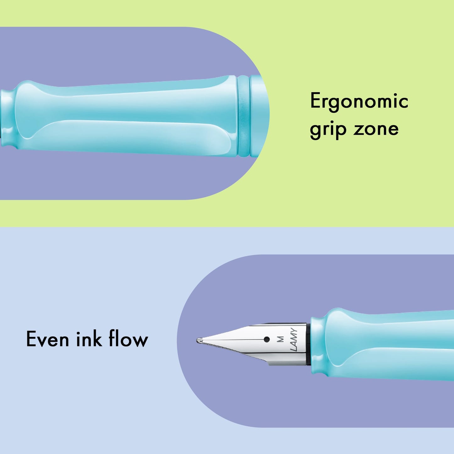 LAMY safari aquasky - Fountain Pen with ergonomic grip & polished steel nib in size EF - ideal for
