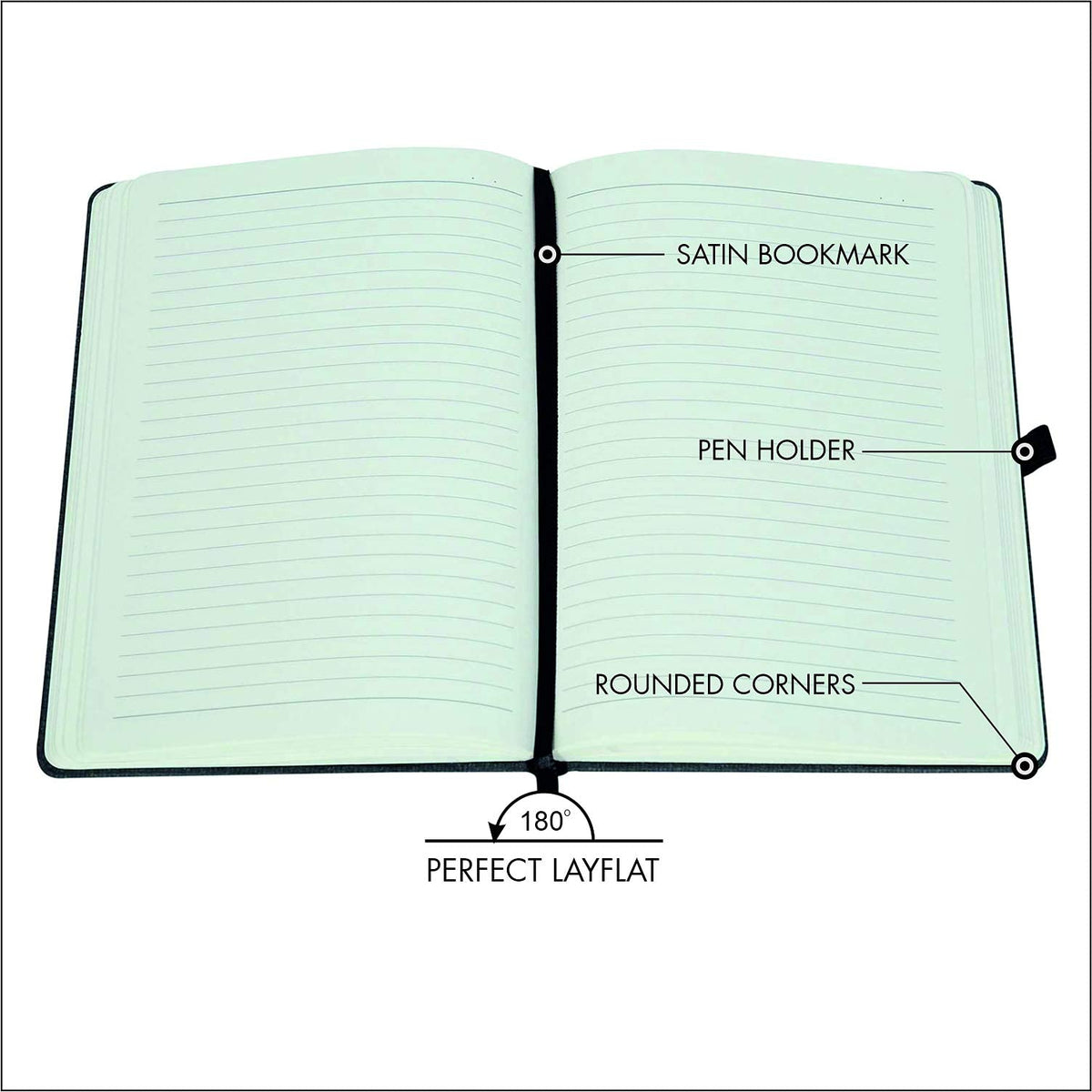 COMMA Abaca – A5 Size – Hard Bound Notebook with Elastic Band Closure & Pen Loop – 192 Pages