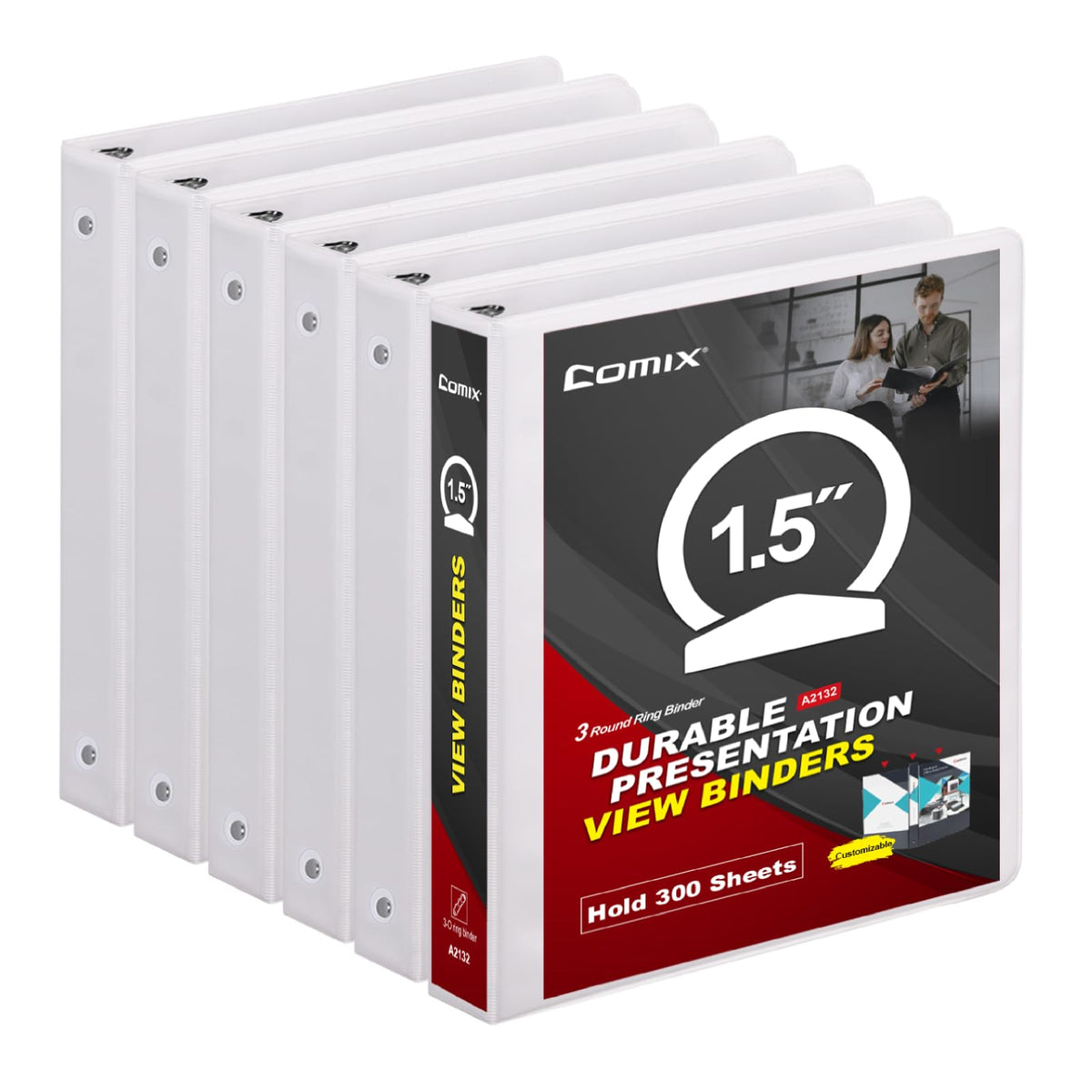 COMIX Sturdy 3 Ring Binder 1.5 Inch with Clear View Cover