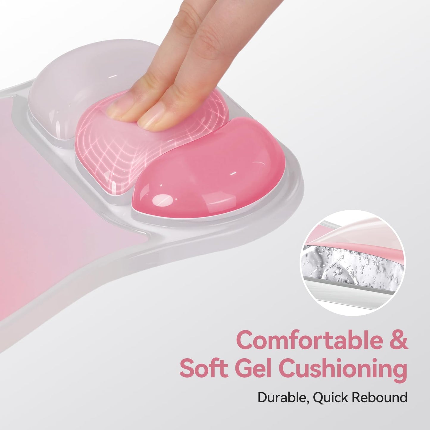 TECKNET Gel Ergonomic Mouse Pad, Mouse Pad with Wrist Rest, Pink