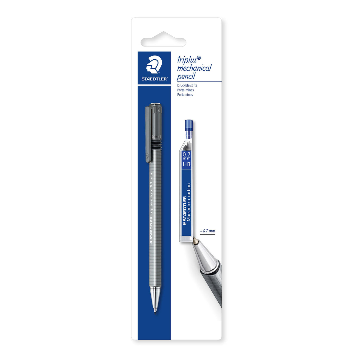 STAEDTLER 77427BK25D Triplus Micro Triangular Mechanical Pencil, 0.7mm (Blistercard of 1 + 12 HB