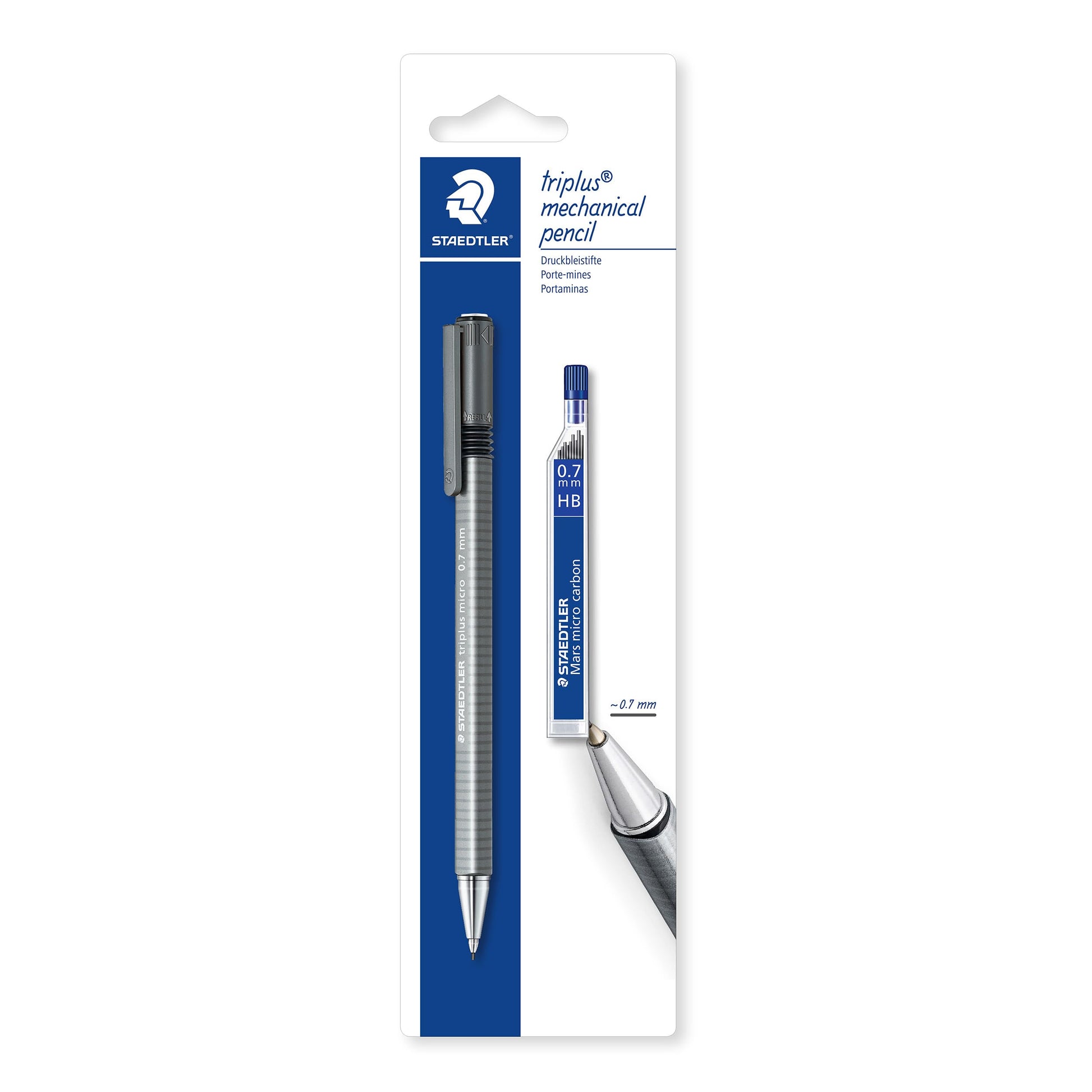 STAEDTLER 77427BK25D Triplus Micro Triangular Mechanical Pencil, 0.7mm (Blistercard of 1 + 12 HB