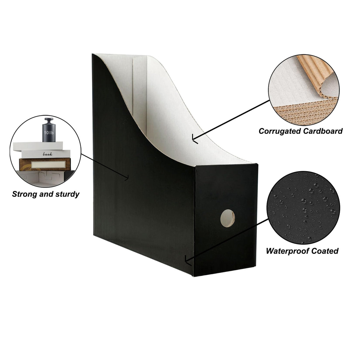 Limitliho 24 Pack Black Cardboard Magazine File Holder for Desk or Shelves