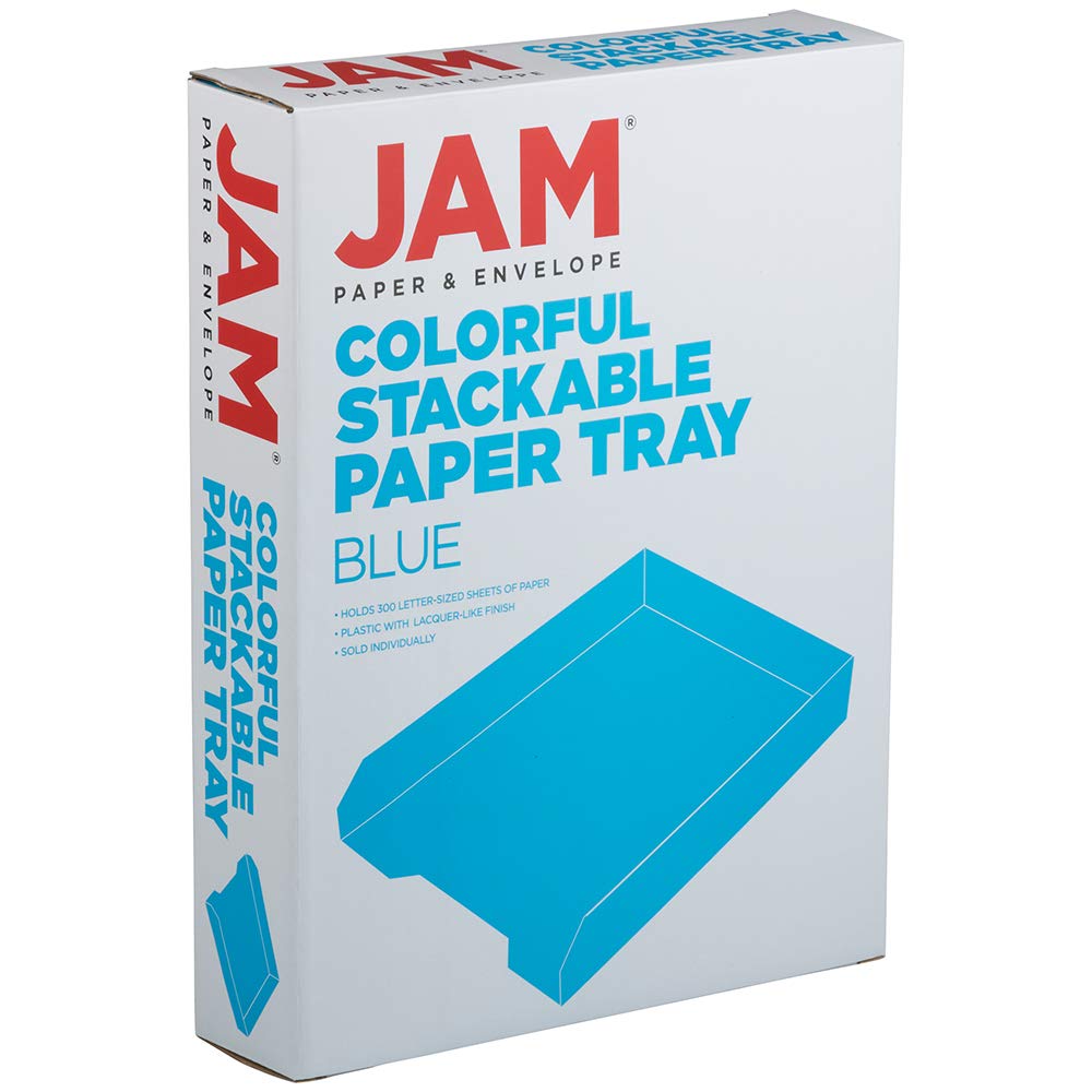 JAM PAPER Stackable Paper Trays - Blue - Desktop Document, Letter, & File Organizer Tray - Sold
