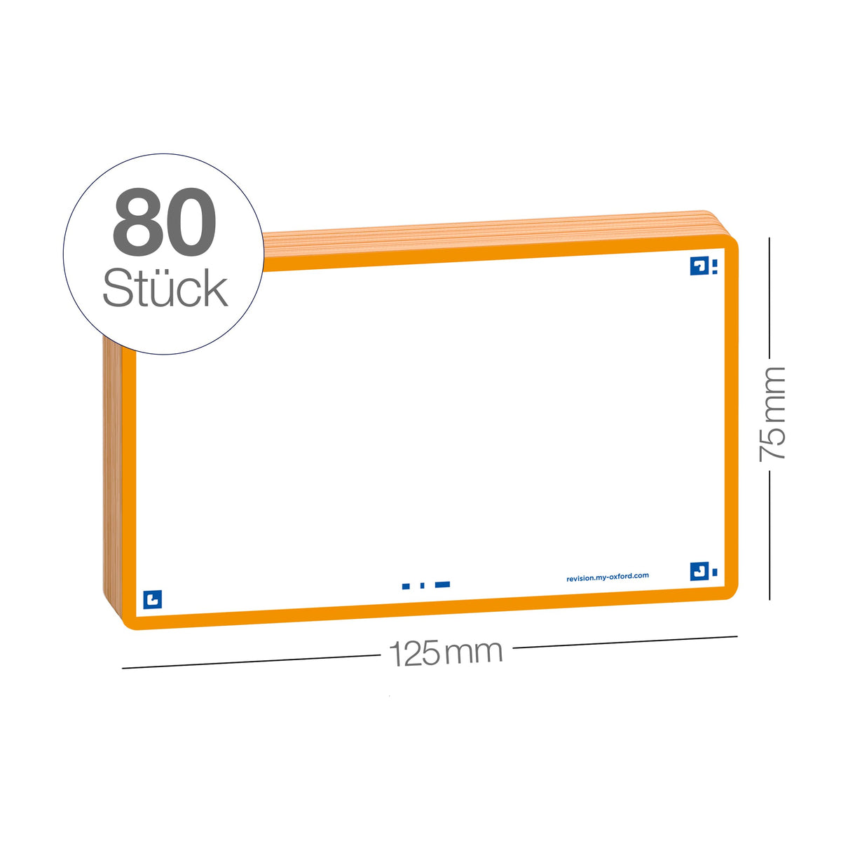Flash Cards by Oxford, Blank with Orange Frame, Pack of 80 Cards, 7.5 x 12.5cm Size